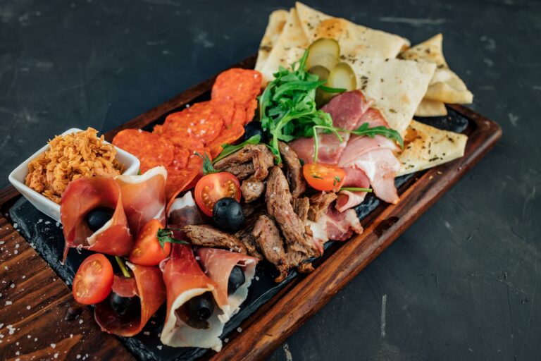 Delicious appetizer on a serving board.