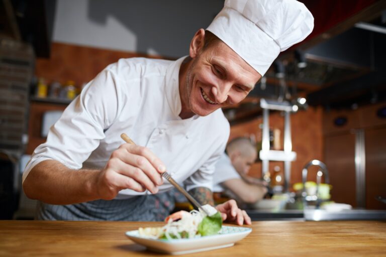 Professional Chef Plating Gourmet Dish