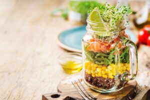 salad in a mason jar