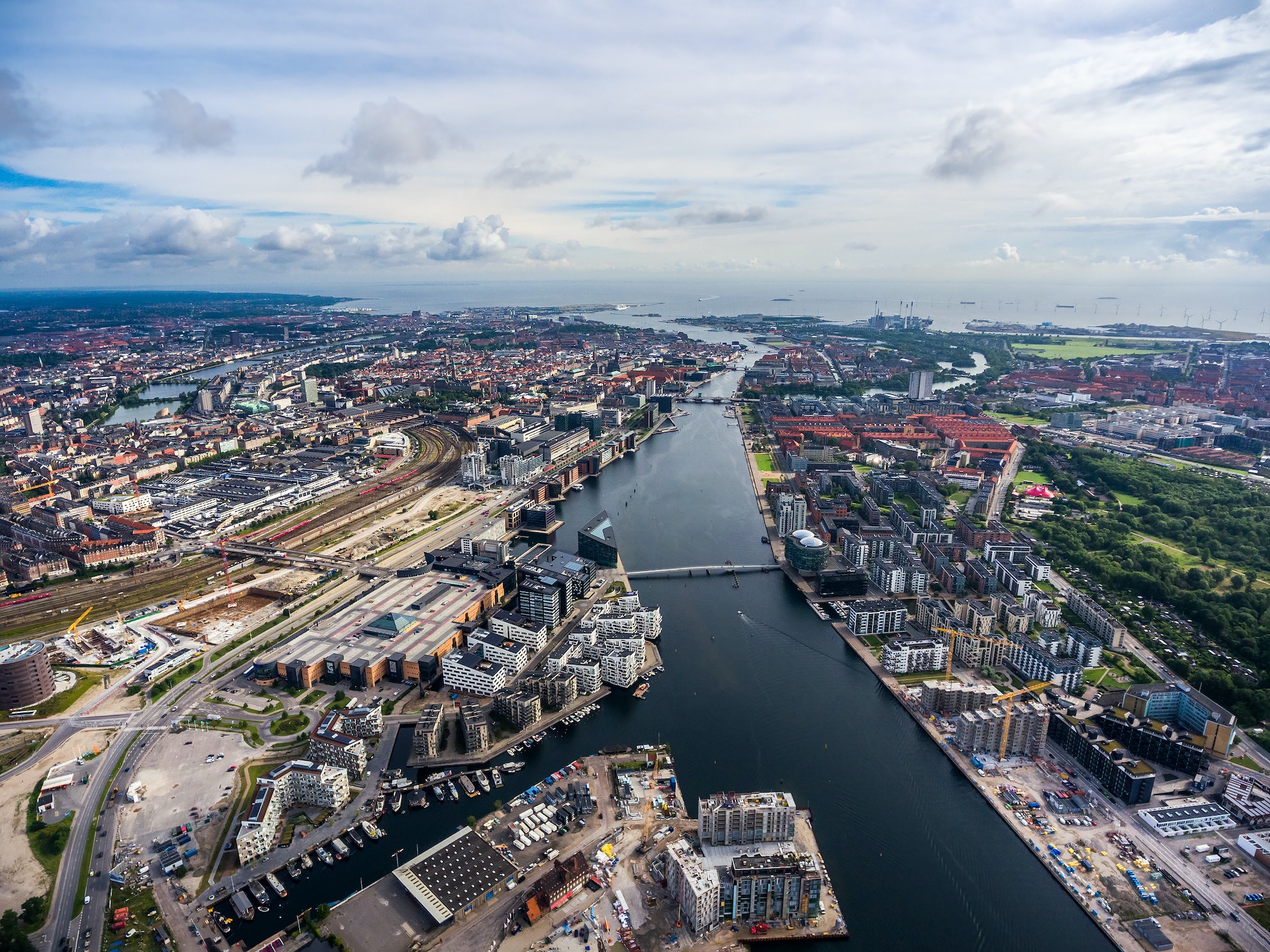 City aerial view over Copenhagen