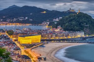 San Sebastian in northern Spain at dusk