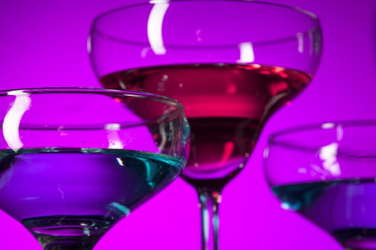 Three wine glasses standing on the table at studio